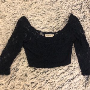 Abercrombie navy blue lace crop top (XS)